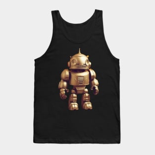 Charming Cyborg in Gold - Golden Toy Robot Tank Top